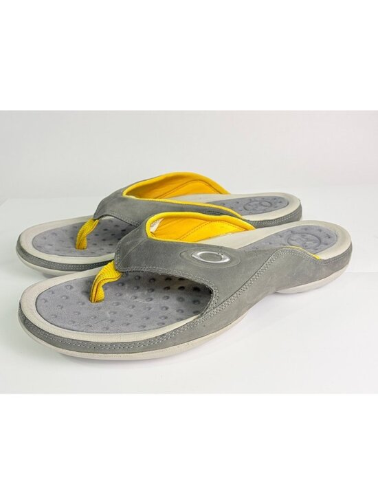 Men\'s Oakley Flip Flops Gray Yellow Size 12 Sandals Sport Slides 96548 main image 7